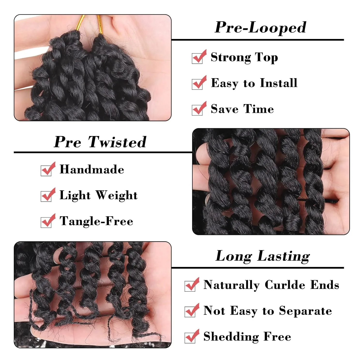 Leeven 8 Inch Passion Twist Crochet Hair 8 Packs (6 Packs #1B 1 Pack T27 1 Pack T30) Short Bomb Pre-Twisted Passion Twist Mixed 3 Color Combo Pack Synthetic Hair For Women Kids