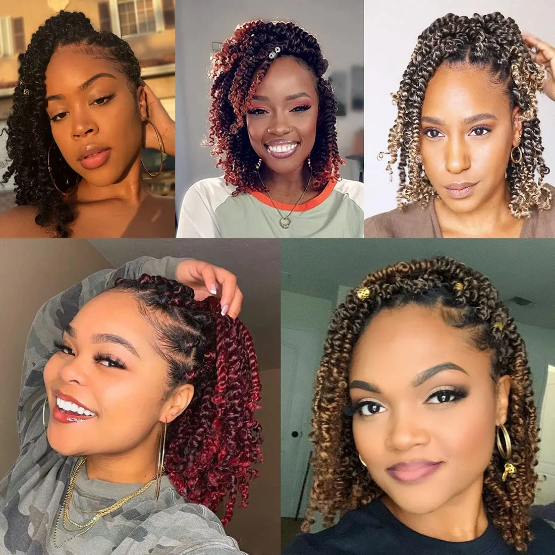 Leeven 8 Inch Passion Twist Crochet Hair 8 Packs (6 Packs #1B 1 Pack T27 1 Pack T30) Short Bomb Pre-Twisted Passion Twist Mixed 3 Color Combo Pack Synthetic Hair For Women Kids