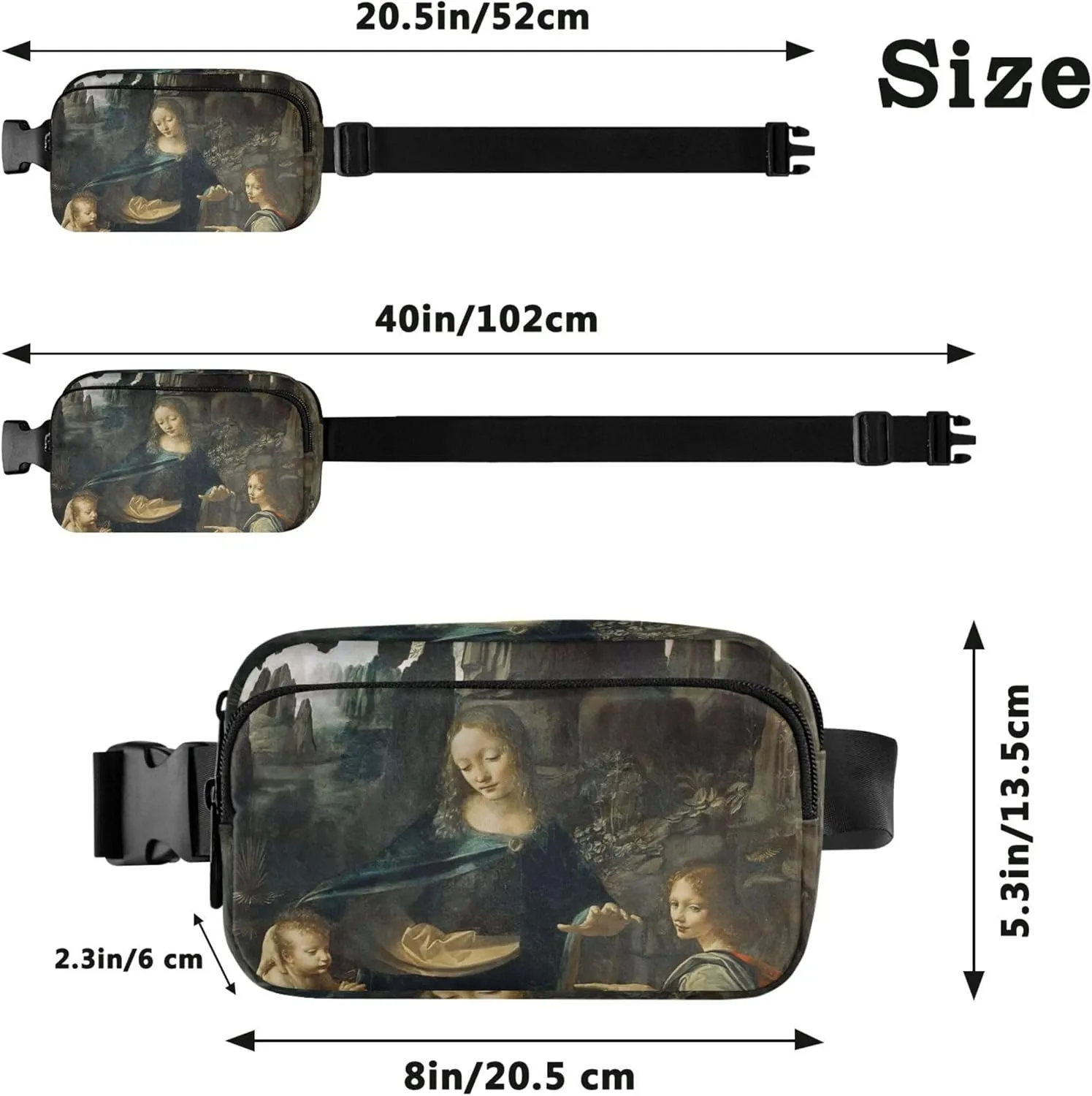 Leonardo da Vinci Virgin Rocks Waterproof Womens Fanny Pack Hip Bag Belt Pouch Hiking Crossbody Waist Pack