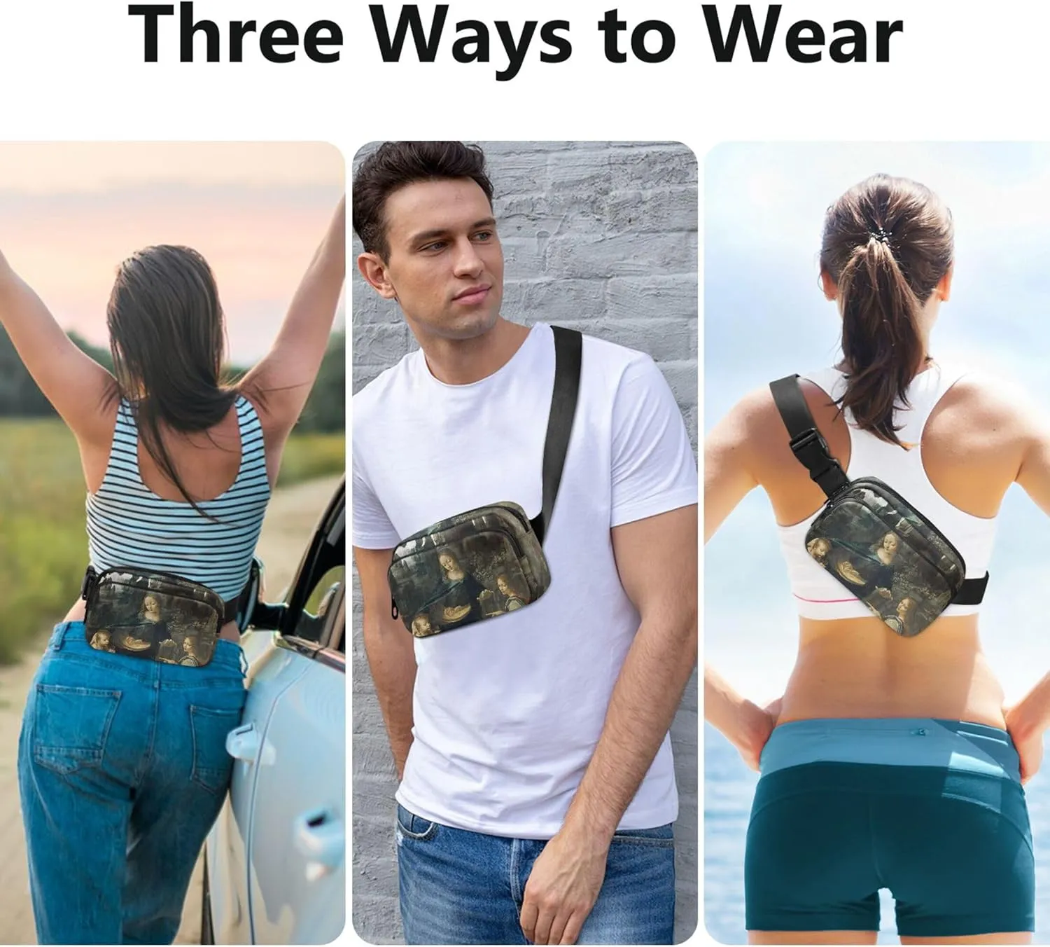 Leonardo da Vinci Virgin Rocks Waterproof Womens Fanny Pack Hip Bag Belt Pouch Hiking Crossbody Waist Pack