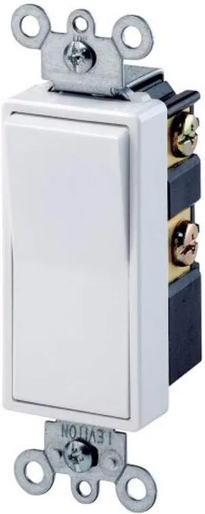 Leviton 5604-2W 15 Amp, 120/277 Volt, Decora Rocker 4-Way AC Quiet Switch, Residential Grade, Grounding, White