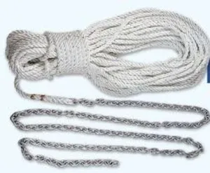 LEWMAR Anchor Rode 10' 1/4" G4 Chain 150' 1/2" 3 Strand Rope and 5/16" Shackle