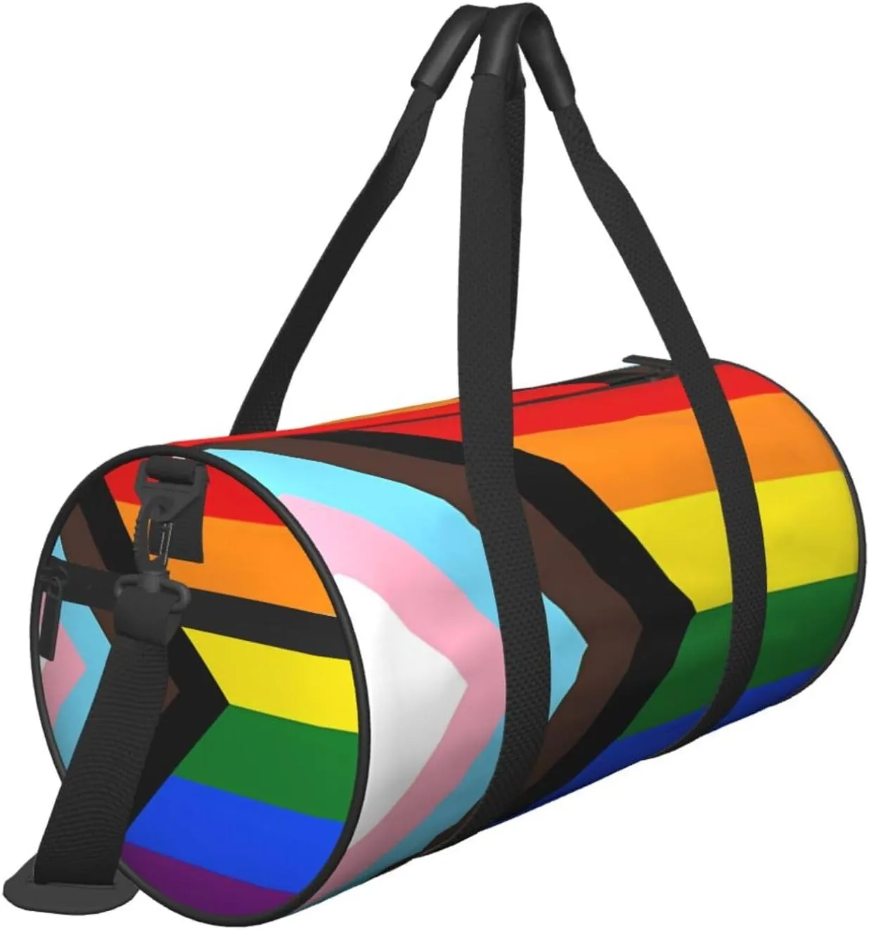LGBT Pride Rainbow Gay Progress Pride Flag Round Travel Duffel Bag Large Capacity Gym Sports Bags for Hiking Vacation Trips