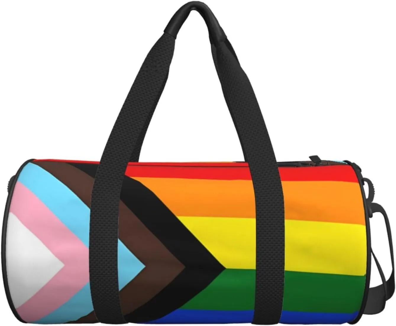 LGBT Pride Rainbow Gay Progress Pride Flag Round Travel Duffel Bag Large Capacity Gym Sports Bags for Hiking Vacation Trips