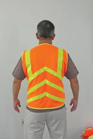 Liberty Glove & Safety C16852FS/XL HiVizGard Polyester All Mesh Class 2 Chevron Vest with 2" Wide Silver Reflective Stripes, Small/X-Large, Fluorescent Orange