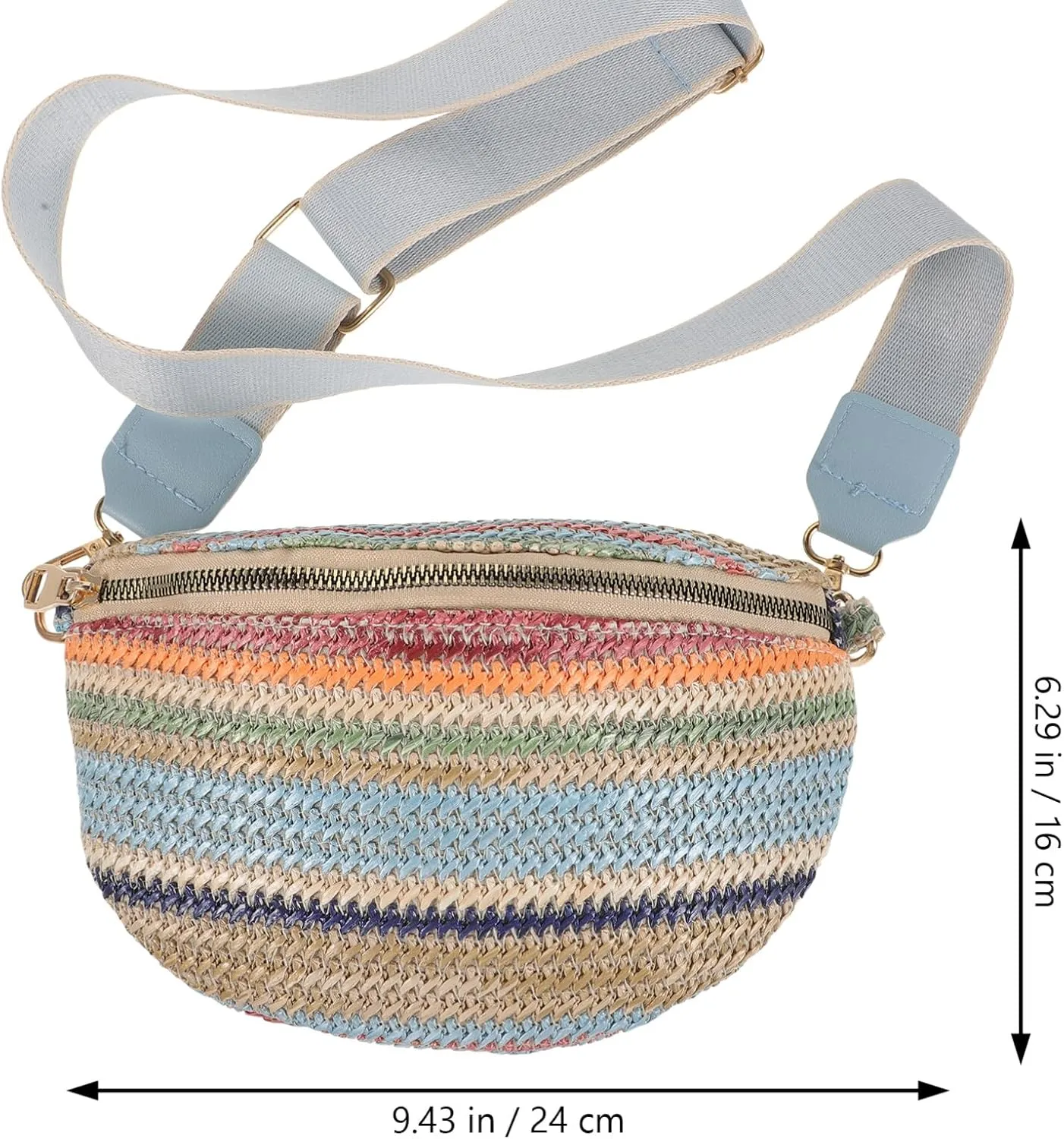 Lightweight Straw Fanny Pack Women's Waist Pouch Fashionable Small Bag for Travel