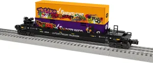 Lionel Halloween Graffiti Maxi-Stack O Gauge Model Train Flatcar with Container Load