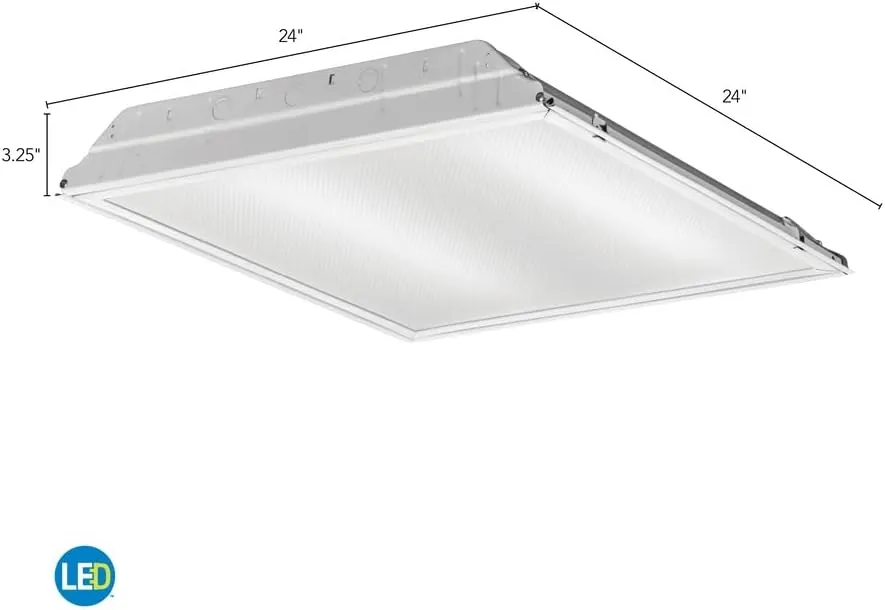 Lithonia Lighting 2GTL2 A12 120 LP840 2 ft. x 2 ft. GTL Prismatic Lens Lay-in 2000 lumens 4000K CCT, 1 Count (Pack of 1), Non-Dimmable