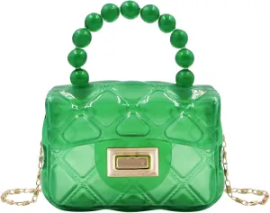 Little Girls Mini Jelly Purse Candy Color Transparent Small Crossbody Bag Cute Princess Handbags with Pearl Handle