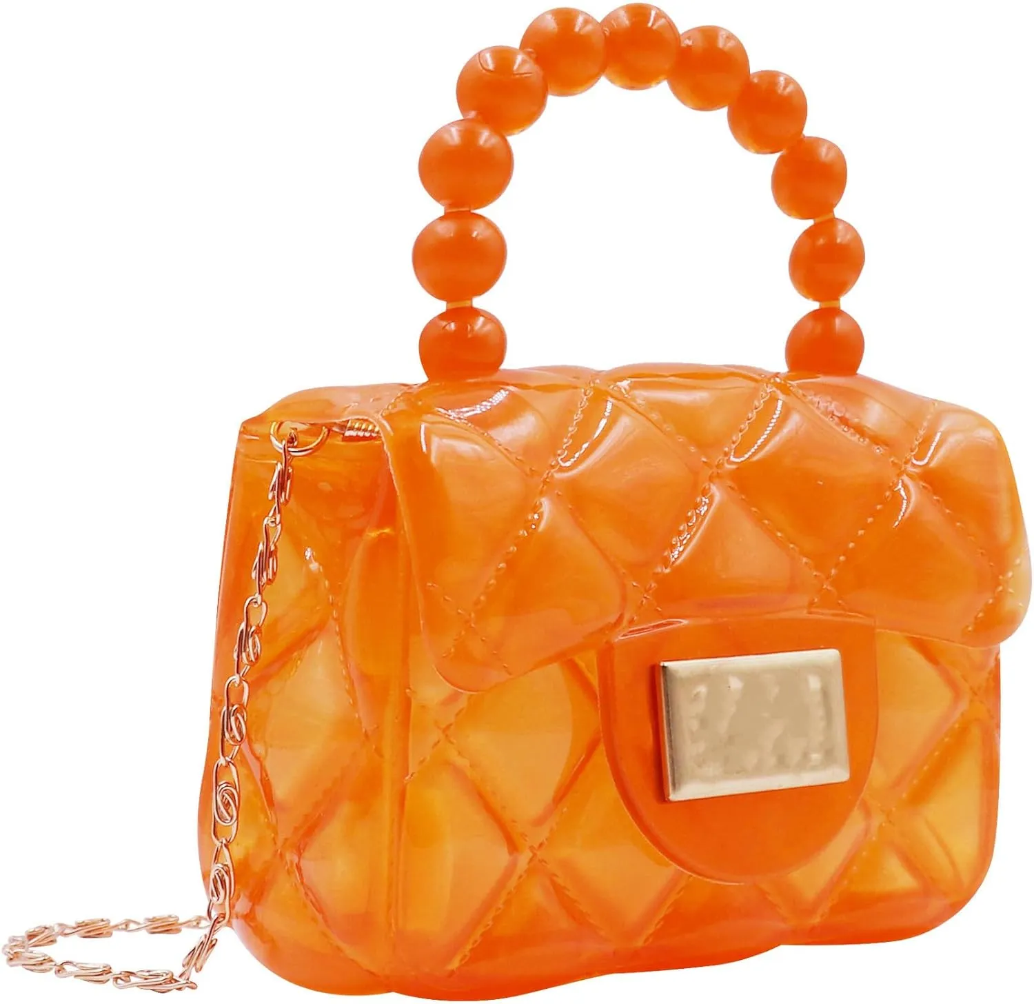 Little Girls Mini Jelly Purse Candy Color Transparent Small Crossbody Bag Cute Princess Handbags with Pearl Handle