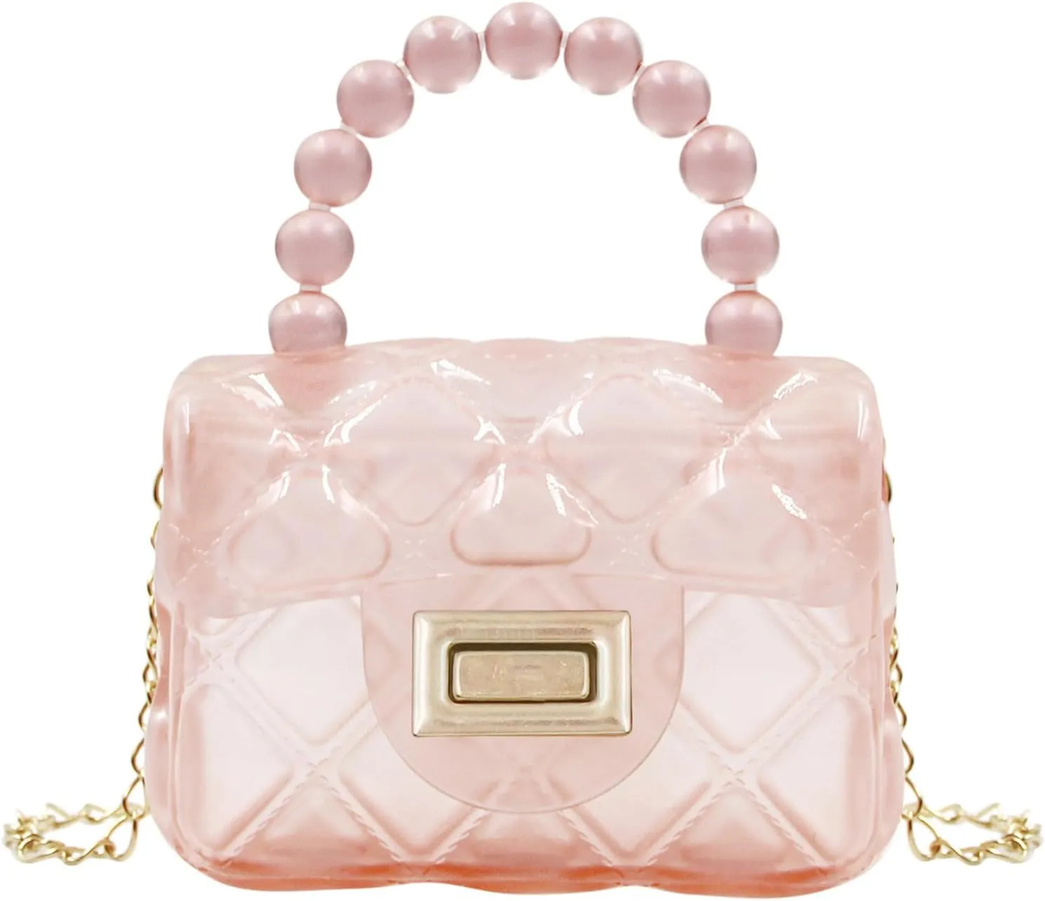 Little Girls Mini Jelly Purse Candy Color Transparent Small Crossbody Bag Cute Princess Handbags with Pearl Handle
