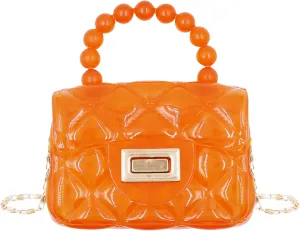 Little Girls Mini Jelly Purse Candy Color Transparent Small Crossbody Bag Cute Princess Handbags with Pearl Handle