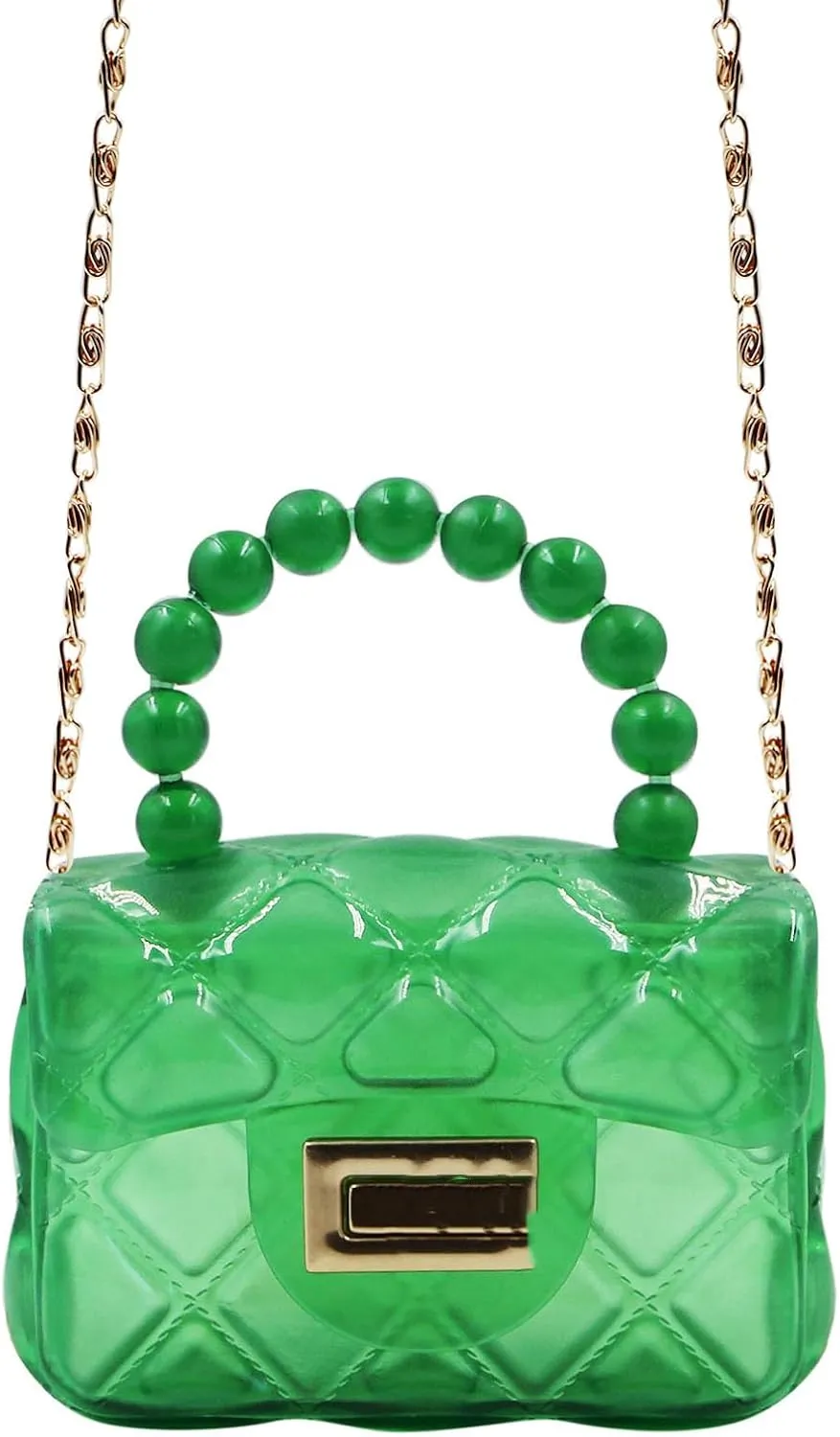 Little Girls Mini Jelly Purse Candy Color Transparent Small Crossbody Bag Cute Princess Handbags with Pearl Handle