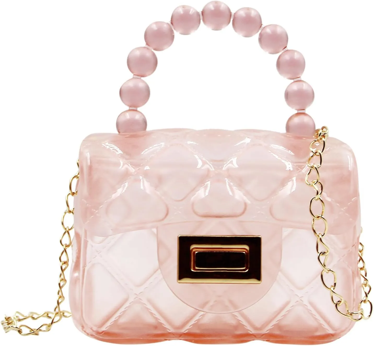 Little Girls Mini Jelly Purse Candy Color Transparent Small Crossbody Bag Cute Princess Handbags with Pearl Handle