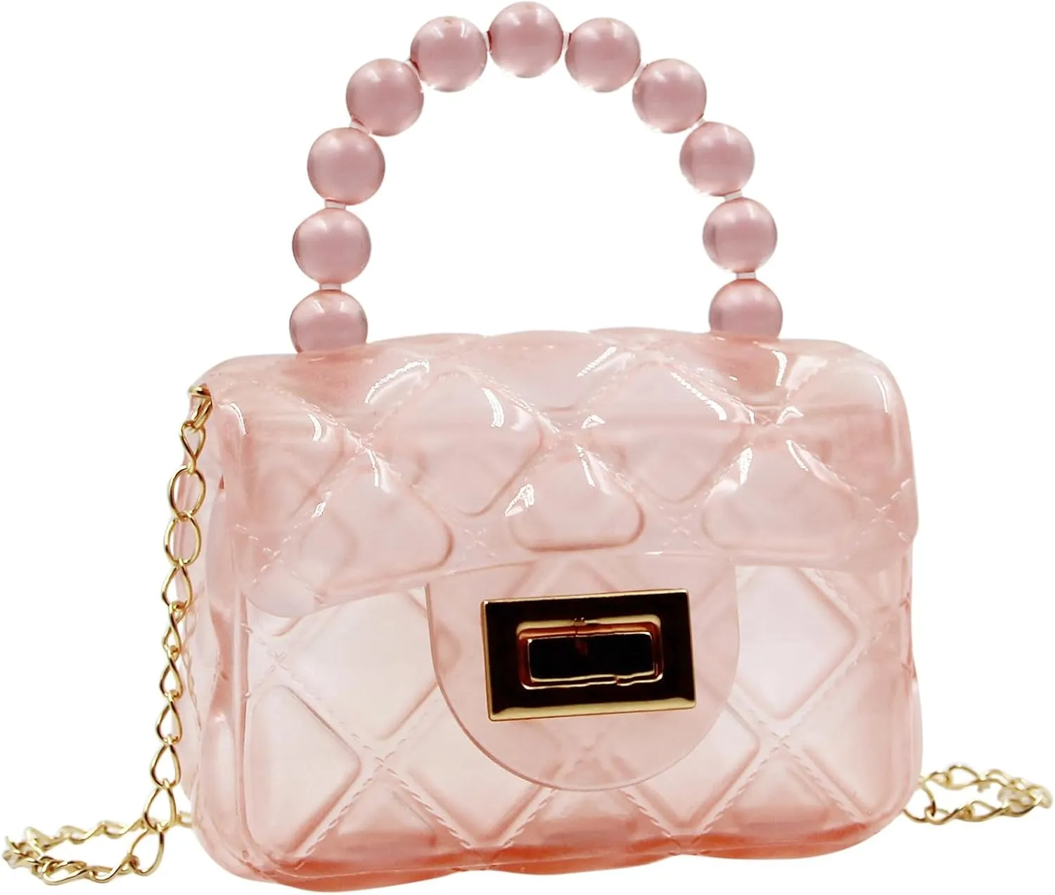 Little Girls Mini Jelly Purse Candy Color Transparent Small Crossbody Bag Cute Princess Handbags with Pearl Handle