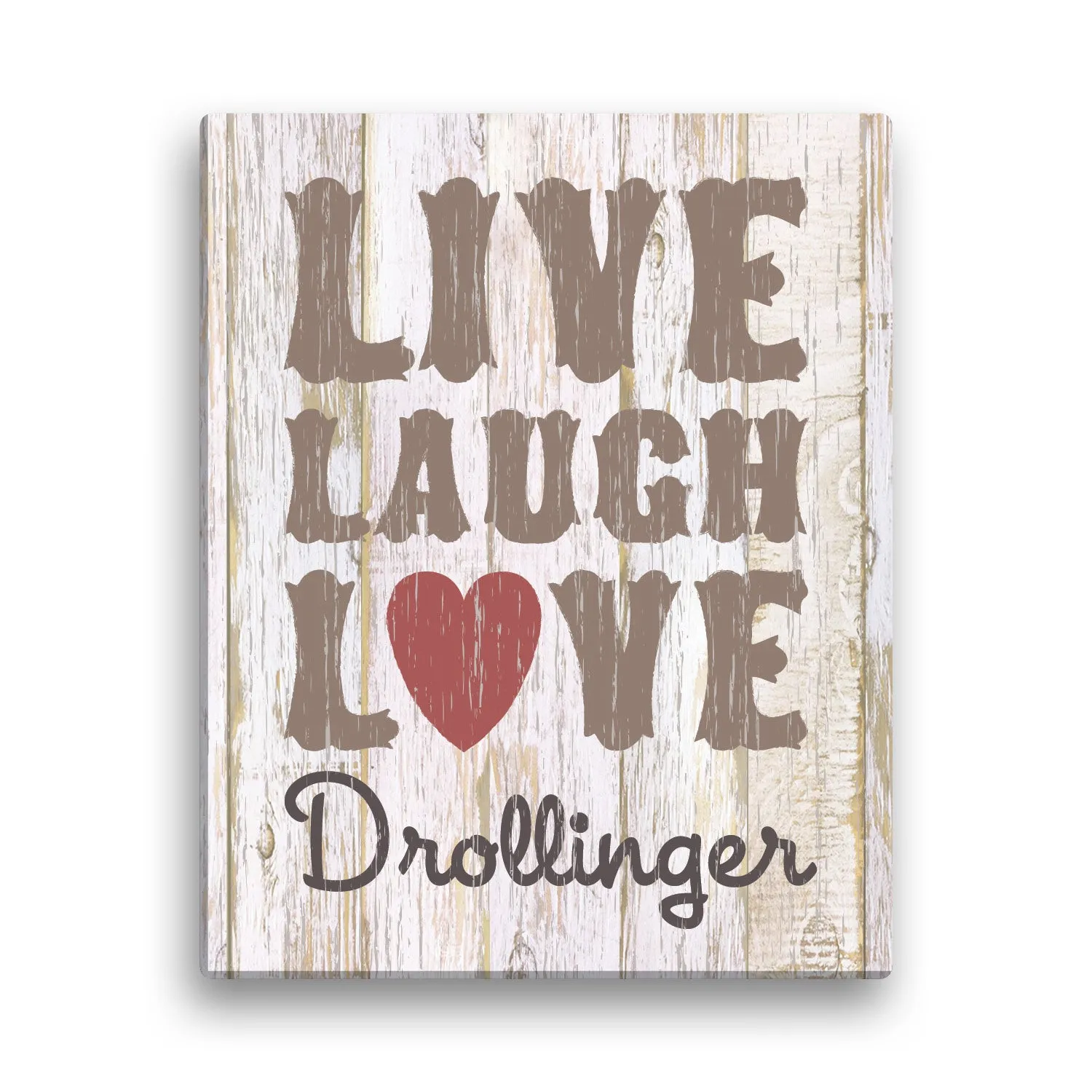 Live, Laugh, Love Personalized 11x14 Beige Canvas