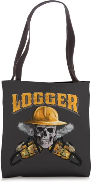 Logger Skull and Crossed Chainsaws for Logging Skull Logger Tote Bag