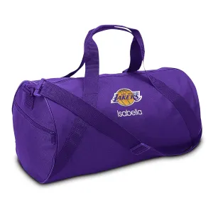 Los Angeles Lakers Personalized Duffel Bags for Kids - Official NBA Logo Embroidery, Removable Shoulder Strap, Polyester, 19” x 14” (Purple)