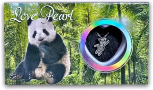 Love Wish Cultured Pearl Pendant with Stainless Steel Chain 16" (Panda)