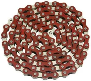 Lowrider YBN Chain 1/2x1/8x112 Red/Chrome. for Bicycle Chain, Bike Chain, Bikes, Beach Cruiser, Chopper, limos, Stretch, BMX, Track Fixie Bicycles