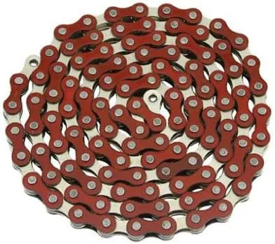 Lowrider YBN Chain 1/2x1/8x112 Red/Chrome. for Bicycle Chain, Bike Chain, Bikes, Beach Cruiser, Chopper, limos, Stretch, BMX, Track Fixie Bicycles