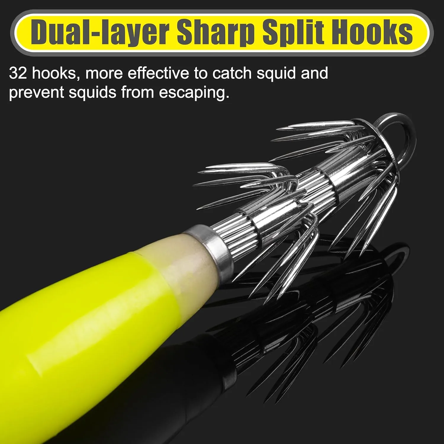 Luminous Squid Jig Hooks Saltwater Glow Squid Jigs Fluoresent Cuttlefish Sleeve Fishing Jigs Squid Hard Night Fishing Bait Octopus Lure Glow in Dark
