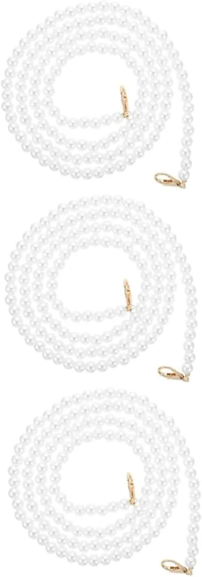 Lurrose 3pcs Pearl Chain Purse Strap Pearl Bag Strap for DIY Handbag Elegant Pearl Strands