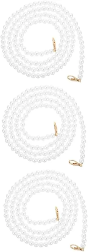 Lurrose 3pcs Pearl Chain Purse Strap Pearl Bag Strap for DIY Handbag Elegant Pearl Strands