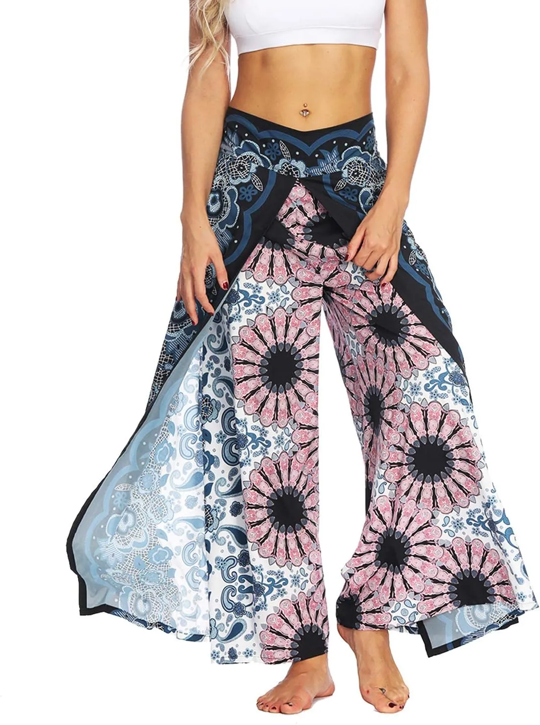 Lu's Chic Women's Thai Harem Pants Bohemian Yoga Pants Indian Loose Summer Boho Hippie Pants