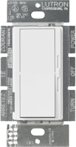 Lutron DVSTV-WH Diva 8 Amp 3-Way/Single-Pole 0-10V Dimmer, no Neutral Required, White