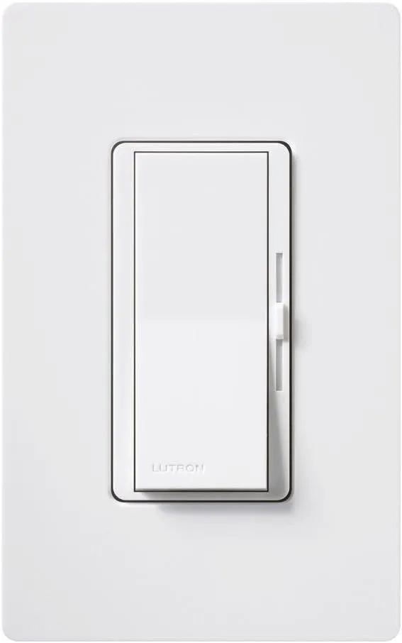 Lutron DVSTV-WH Diva 8 Amp 3-Way/Single-Pole 0-10V Dimmer, no Neutral Required, White