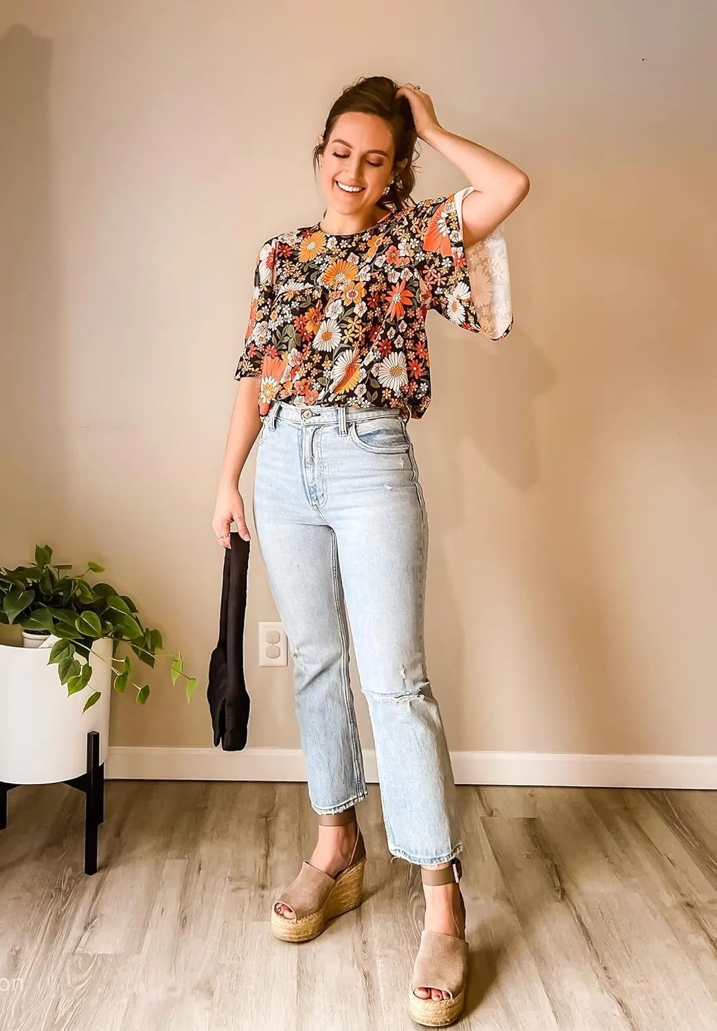 luvamia 2025 Blouses for Women Dressy Casual Floral Boho Babydoll Flowy Tops Summer Short Bell Sleeves Shirts