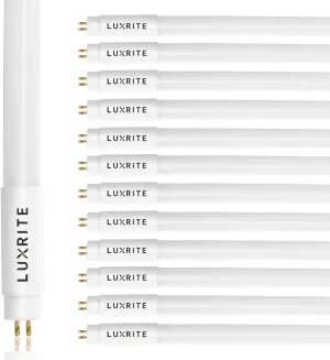 LUXRITE 12-Pack 4FT T5 LED Tube Lights, Type A B, 24W=54W, 5000K Bright White, 45.78", Ballast and Ballast Bypass Compatible, Single or Double End Powered, F54T5 Fluorescent Replacement, Damp Rated