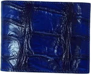 Luxury Real Crocodile Leather Men Wallet Alligator Skin Bifold Wallet Men's Short Wallet Purses (Blue)