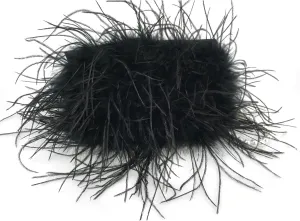 LVCOMEFF Women Ostrich Feather Clutch Mini Purse with Pearl Chain Small Handbag Furry Luxurious Party
