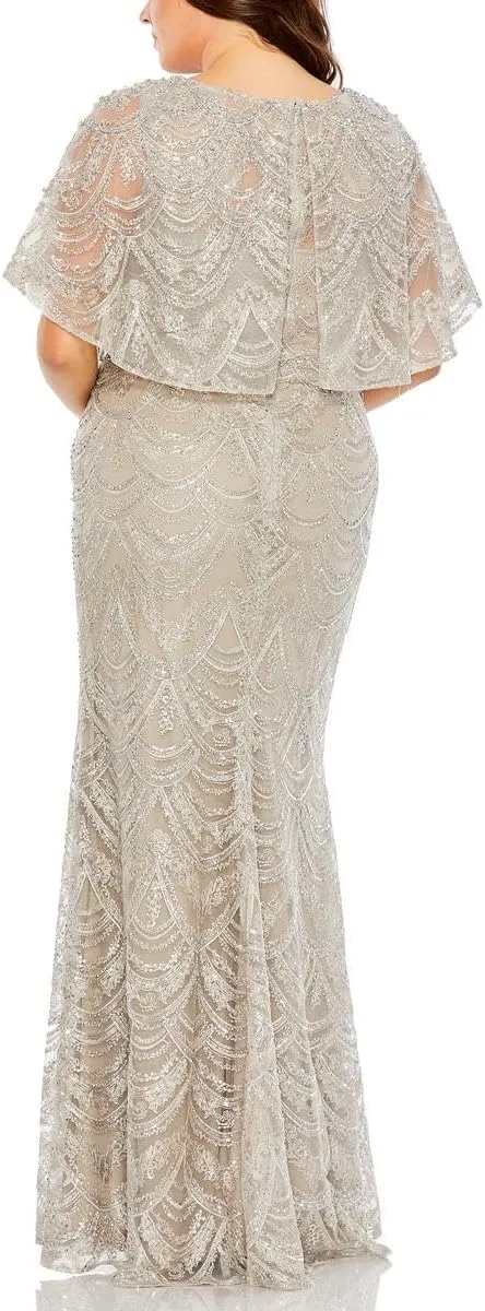 Mac Duggal Womens Plus Embellished Evening Dress