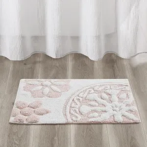 Madison Park Casablanca 100% Cotton Tufted Bathroom Rugs Luxurious Plush Medallion Floral Pattern Bath Mat Absorbent, Quick Dry, Spa Design Shower Room Décor, Rectangle 20" x 30", Pink