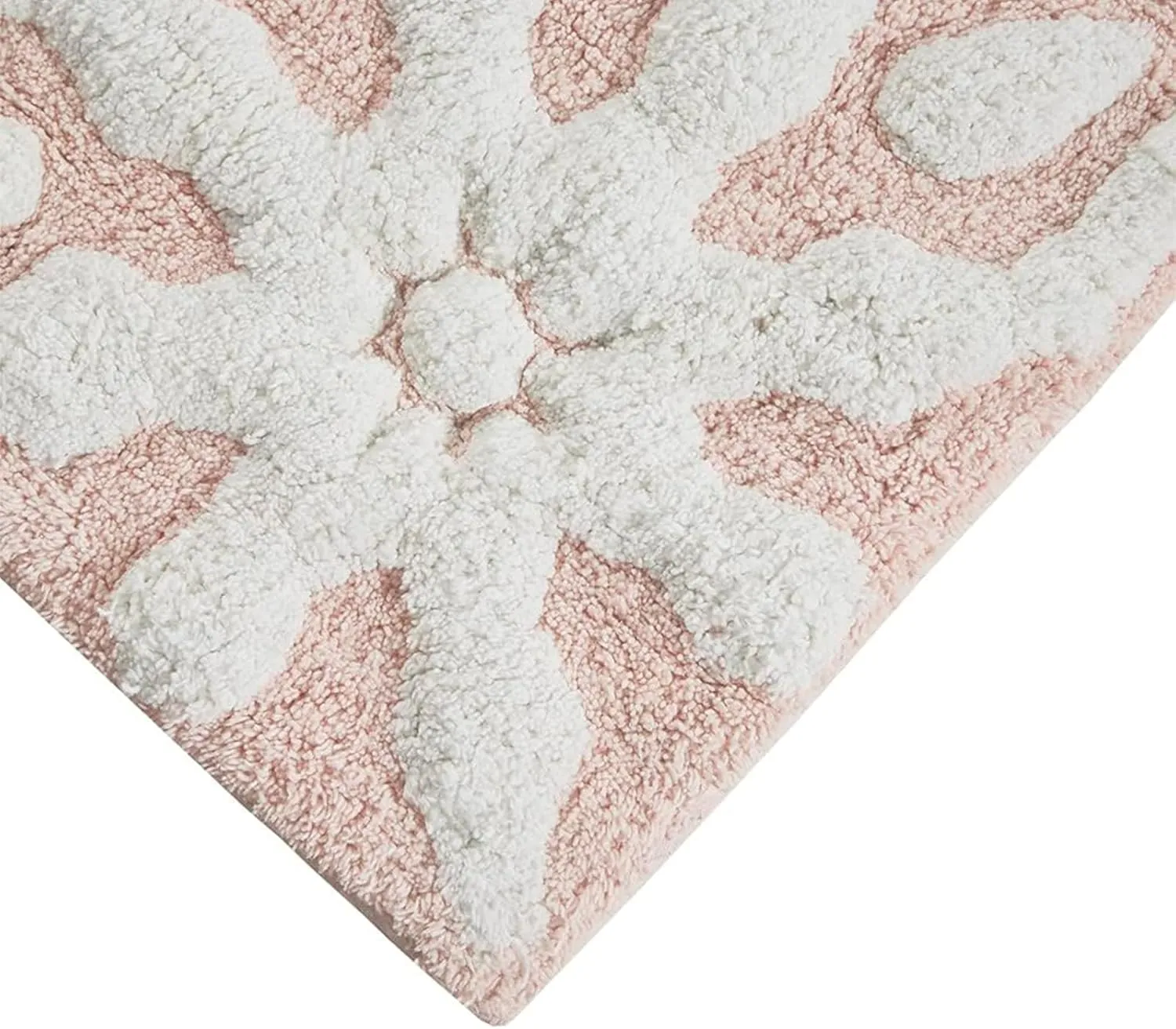 Madison Park Casablanca 100% Cotton Tufted Bathroom Rugs Luxurious Plush Medallion Floral Pattern Bath Mat Absorbent, Quick Dry, Spa Design Shower Room Décor, Rectangle 20" x 30", Pink