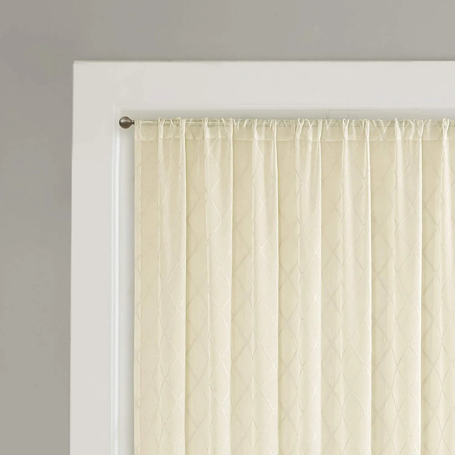 Madison Park Ivory Sheer Curtains For Bedroom, Transitional Fabric White Sheer Curtain For Living Room, Irina Embroidered Rod Pocket Curtain Sheers , 100"W X 84"L , 1-Panel Pack