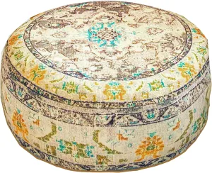 Mandala Life ART Bohemian Floor Cushion Cover Gray Round Meditation Pillow Case Boho Chic Pouf Ottoman Perfect Vintage Cushion for Living Room, Bedroom, Nursary or Children Room Cotton 24x8 Unstuffed