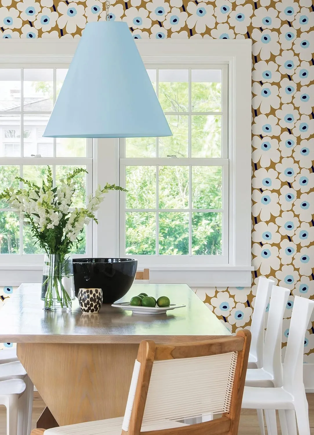 MARIMEKKO Beige Pieni Unikko Peel & Stick Wallpaper, Yellow (MKS4495)
