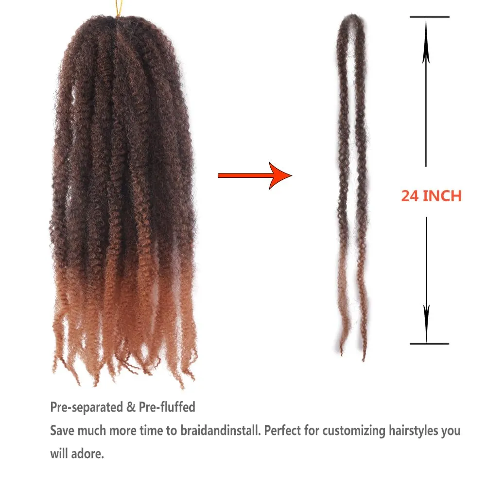 Marley Crochet Braids Hair 24 Inch 8 Packs Afro Kinky Marley Twist Braiding Hair Synthetic Curly Twist Marley Hair Long Springy Afro Twist Hair Extensions (TB/27#, 24 Inch (Pack of 8))