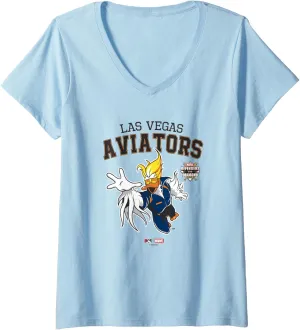 Marvel x MiLB Las Vegas Aviators Defenders Chest Logo V-Neck T-Shirt