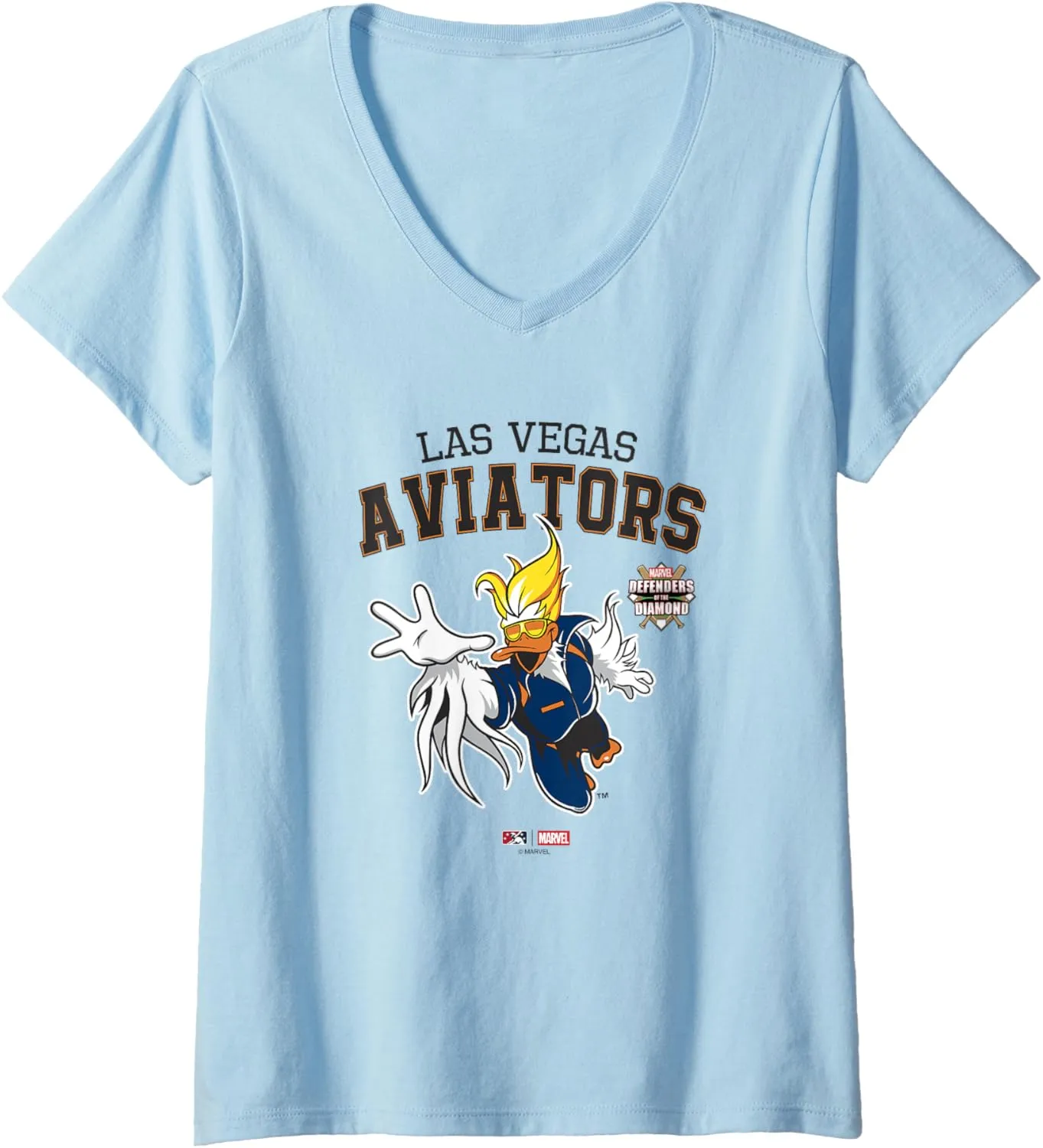 Marvel x MiLB Las Vegas Aviators Defenders Chest Logo V-Neck T-Shirt