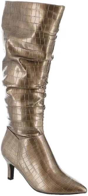 Masseys Women's Taylor Crocodile-Embossed Slouchy Boot