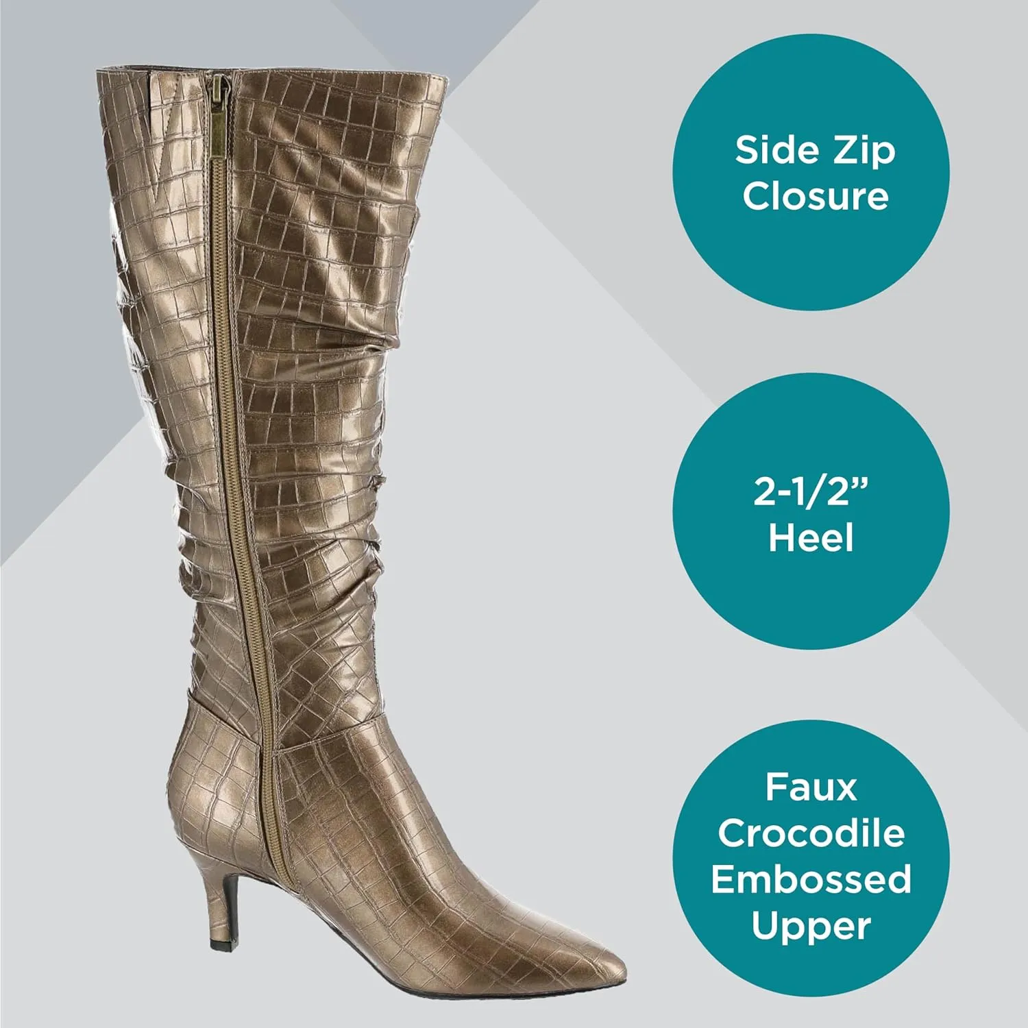 Masseys Women's Taylor Crocodile-Embossed Slouchy Boot