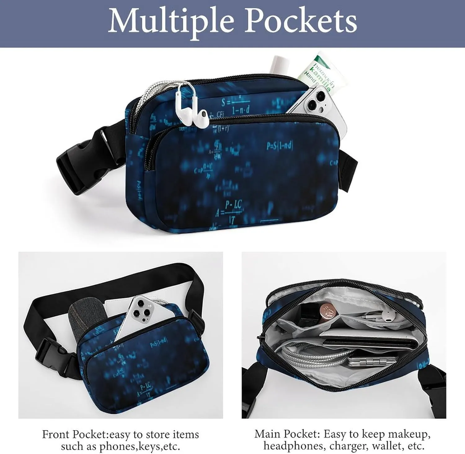 Math Formula Unisex Fashion Fanny Pack Crossbody Bag Suitable for Traveling, Hiking, Daily Life, 20x13cm, style-21-2