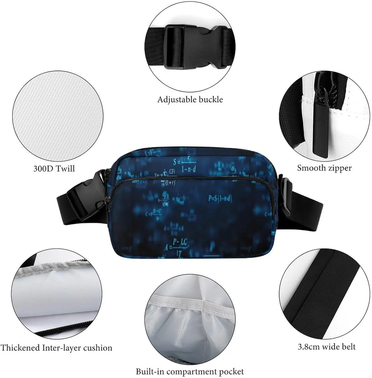 Math Formula Unisex Fashion Fanny Pack Crossbody Bag Suitable for Traveling, Hiking, Daily Life, 20x13cm, style-21-2