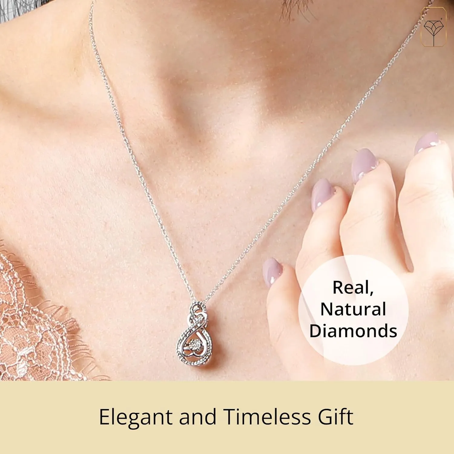 MAX   STONE Dancing Diamond Necklace for Women | Sterling Silver Pendant With 18 Inch Chain | Real Diamond Jewelry