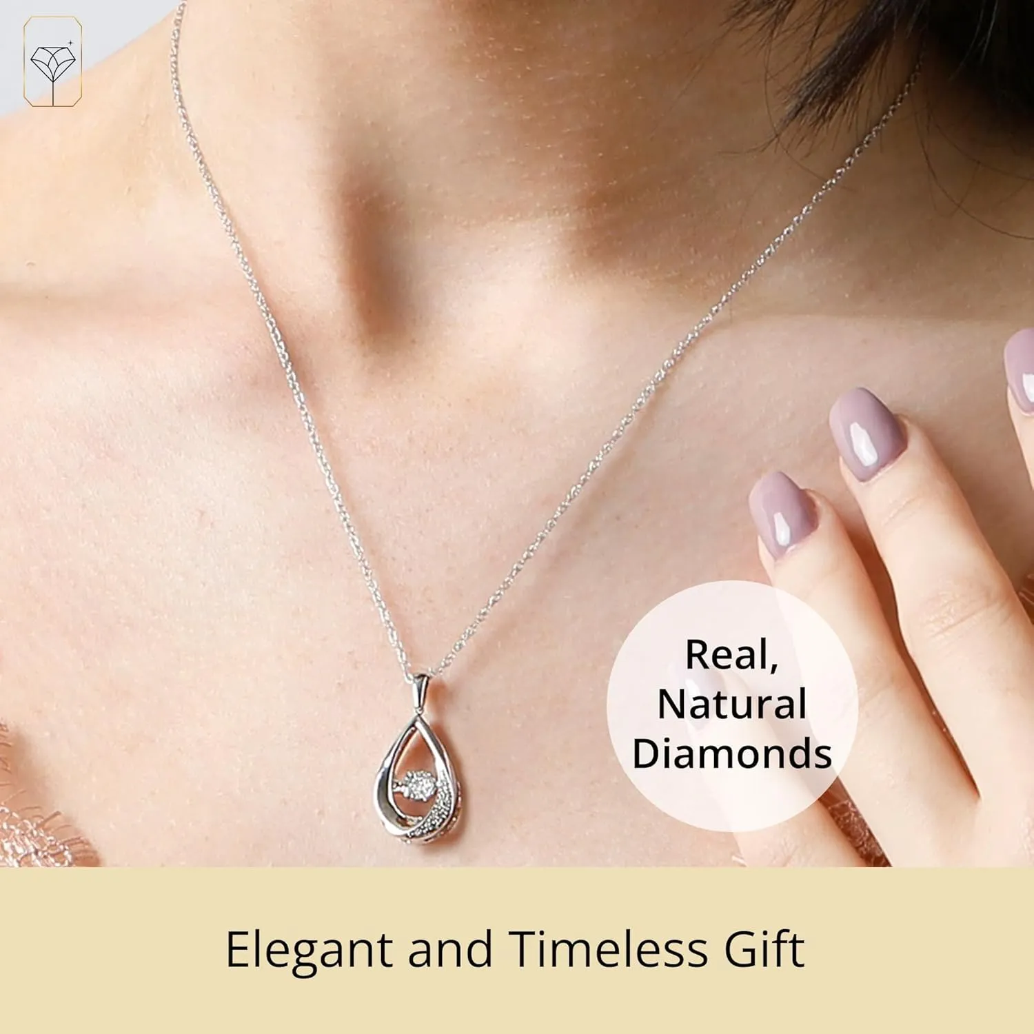 MAX   STONE Dancing Diamond Necklace for Women | Sterling Silver Pendant With 18 Inch Chain | Real Diamond Jewelry